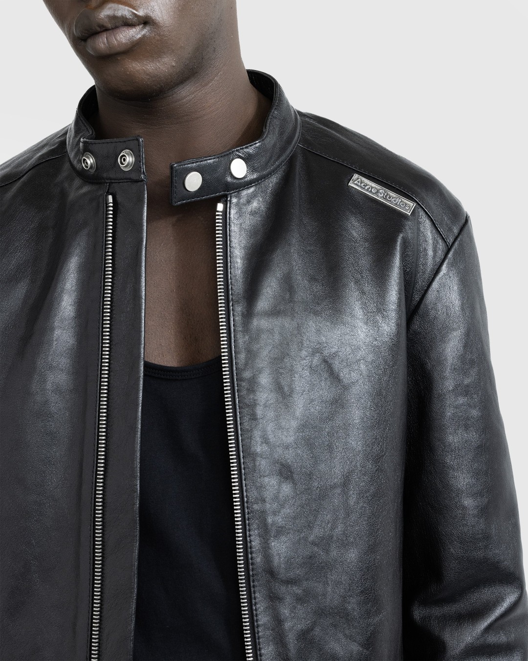 Acne studios black top leather jacket